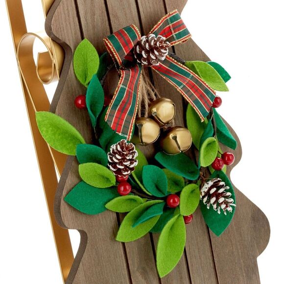 Hallmark Wood and Metal Sled with Holly, Christmas Wall or Door Decoration 18" - Picture 2 of 3